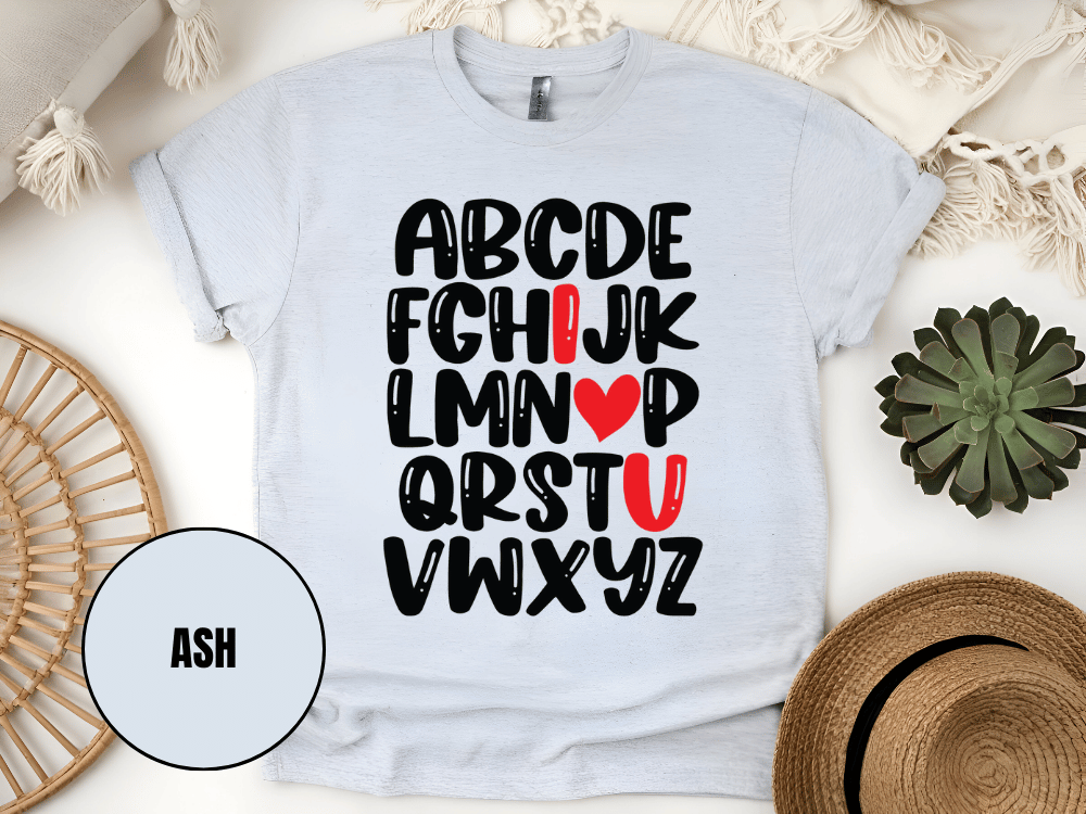 "Alphabet Valentine's day" T-Shirt, (Gildan 5000) VD011
