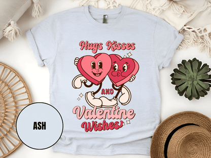 "Hugs Kisses and Valentine Wishes, Valentine's Day" T-Shirt, (Gildan 5000) VD044