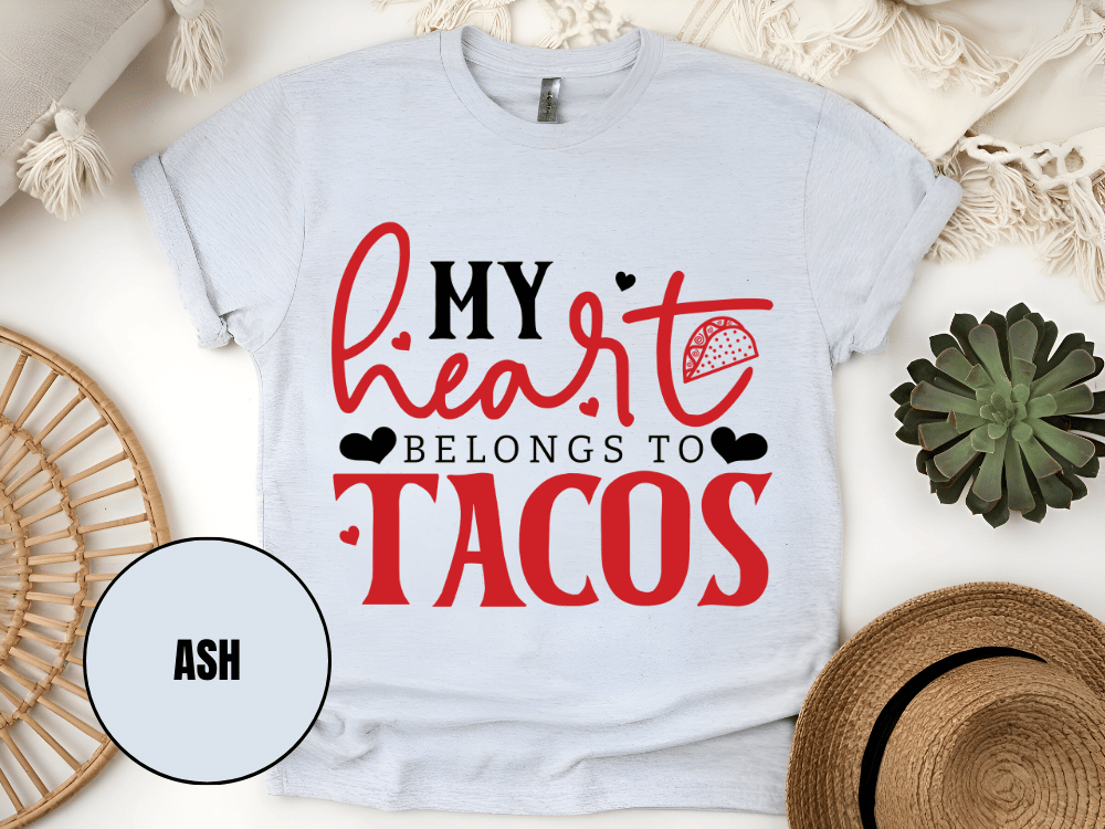 "My Heart belongs to Tacos, Valentine's Day" T-Shirt, (Gildan 5000) VD033