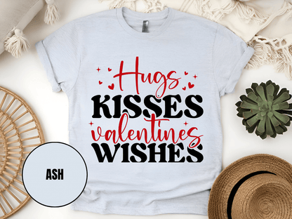 "Hugs Kisses Valentine Wishes, Valentine's Day" T-Shirt, (Gildan 5000) VD060