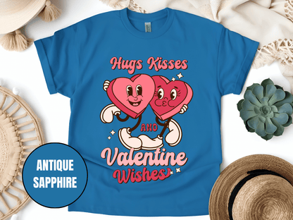 "Hugs Kisses and Valentine Wishes, Valentine's Day" T-Shirt, (Gildan 5000) VD044