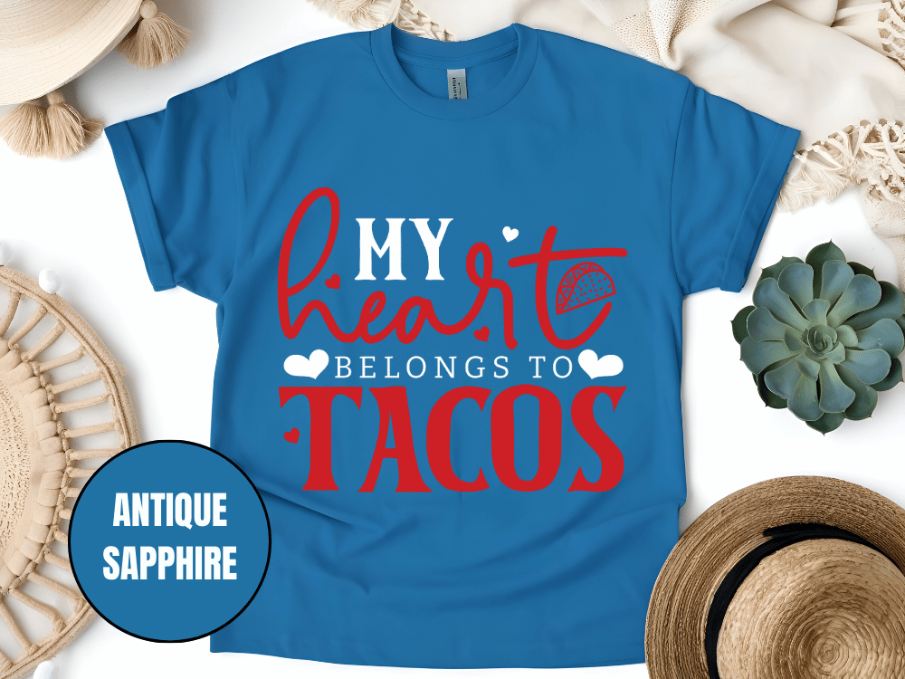 "My Heart belongs to Tacos, Valentine's Day" T-Shirt, (Gildan 5000) VD033