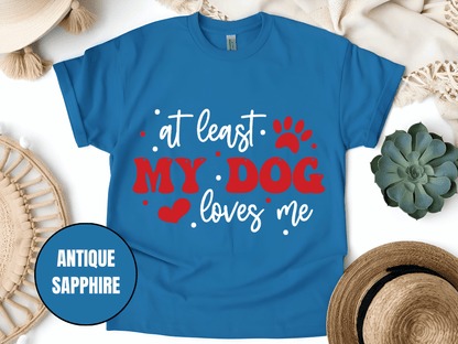 "At Least My Cat Loves Me , Valentine's Day" T-Shirt, (Gildan 5000) VD035