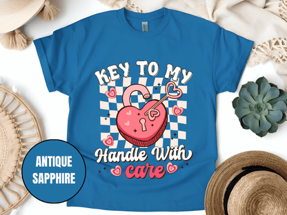 "Key to My Handle with Care , Valentine's Day" T-Shirt, (Gildan 5000) VD045