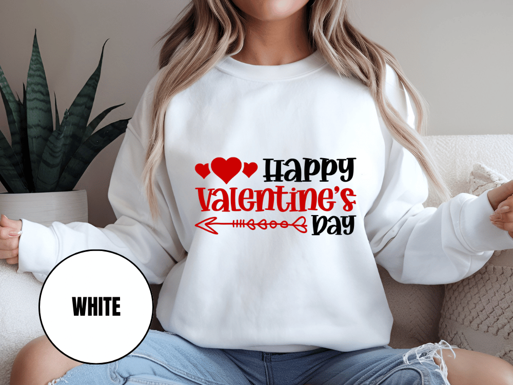 "Happy Valentine's Day" Valentine's Day Sweatshirt, (Gildan 18000) VD009