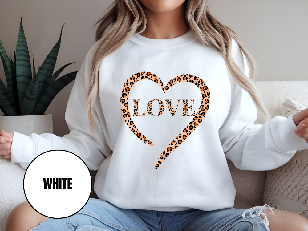 "Love Leopard Design" Valentine's Day (Gildan 18000) VD075