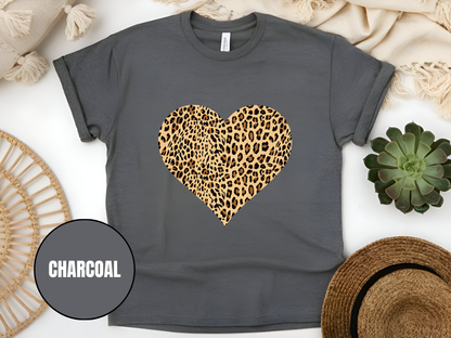 "Heart Leopard Design" T-Shirt, (Gildan 5000) VD081
