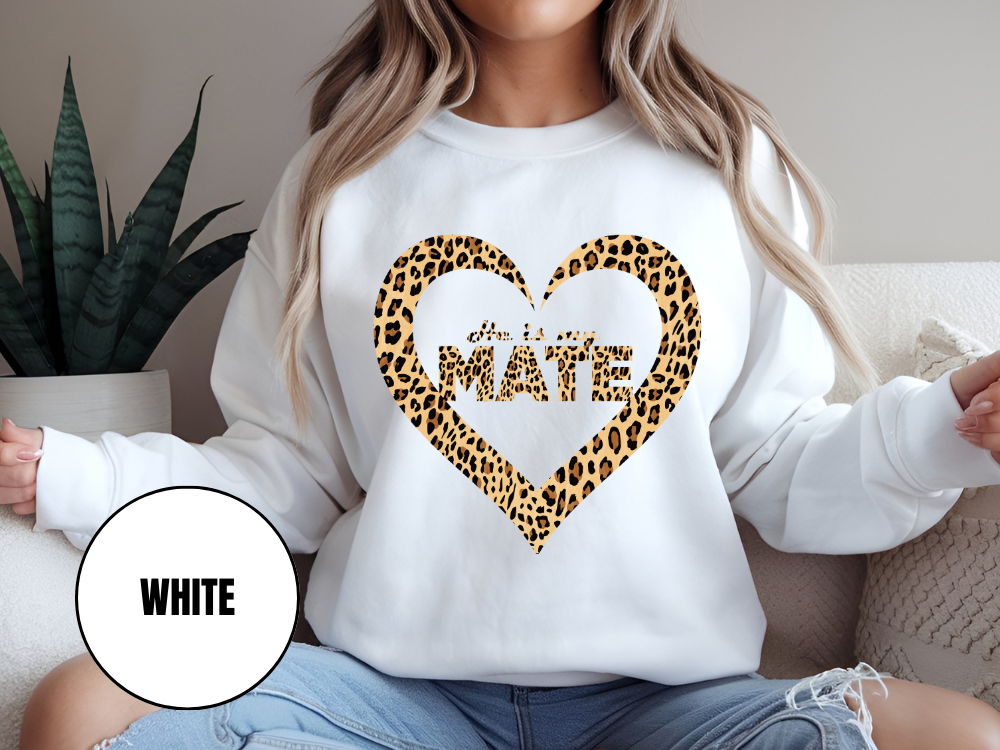 "He Is My Mate Leopard Design" Valentine's Day (Gildan 18000) VD070