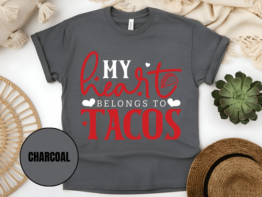 "My Heart belongs to Tacos, Valentine's Day" T-Shirt, (Gildan 5000) VD033