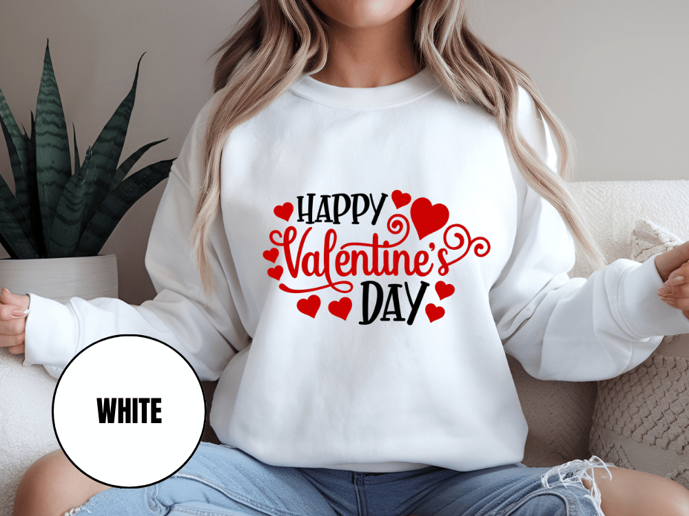 "Happy Valentine's Day" Valentine's Day Sweatshirt, (Gildan 18000) VD007