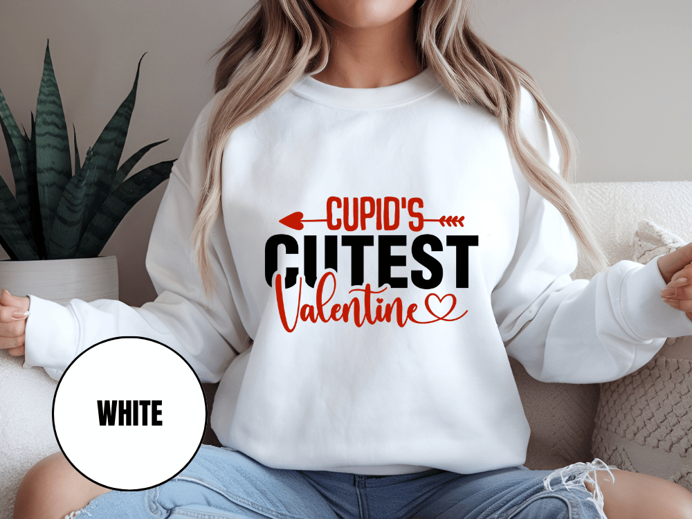 "Cupid's Cutest Valentine" Valentine's Day Sweatshirt, (Gildan 18000) VD018
