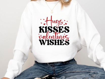 "Hugs Kisses Valentine's Wishes" Valentine's Day (Comfort Color) VDS060