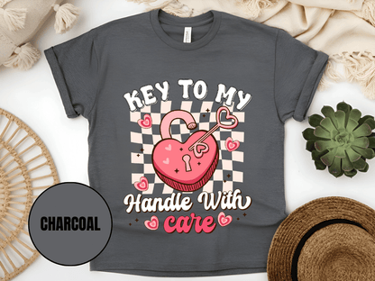 "Key to My Handle with Care , Valentine's Day" T-Shirt, (Gildan 5000) VD045