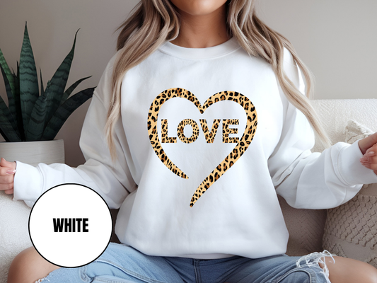 "Love Leopard Design" Valentine's Day (Gildan 18000) VD074