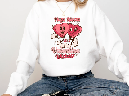 "Hugs Kisses And Valentine Wishes" Valentine's Day (Comfort Color) VDS044