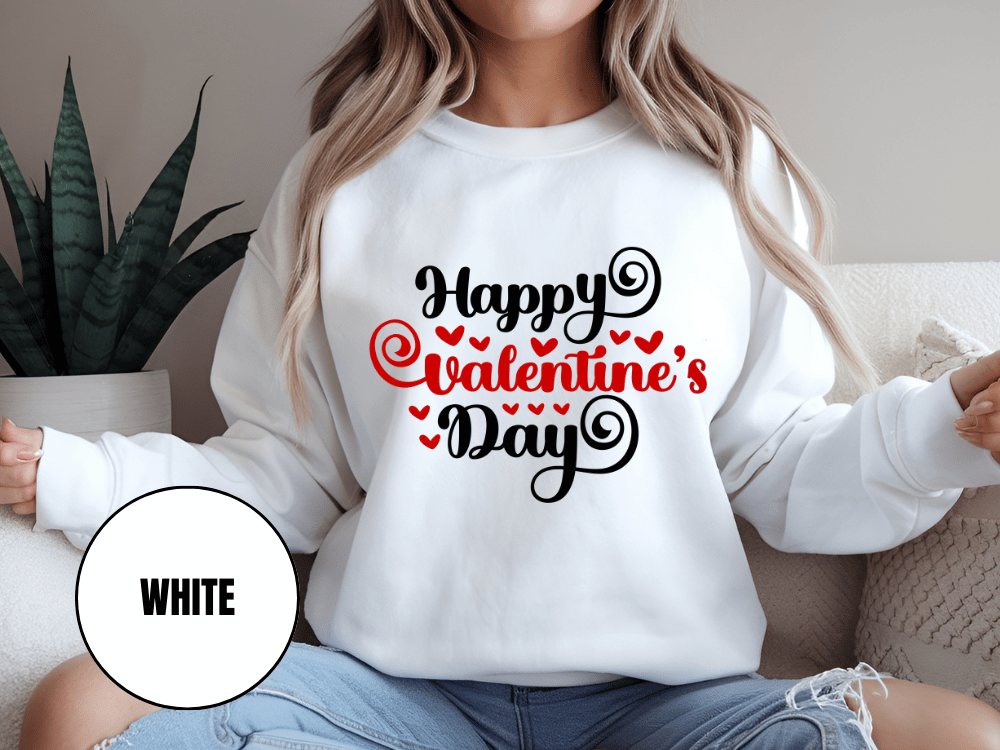 "Happy Valentine's Day" Valentine's Day Sweatshirt, (Gildan 18000) VD008