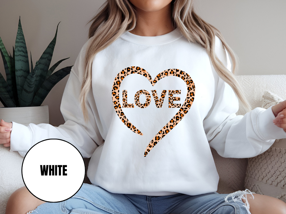 "Love Leopard Design" Valentine's Day (Gildan 18000) VD073