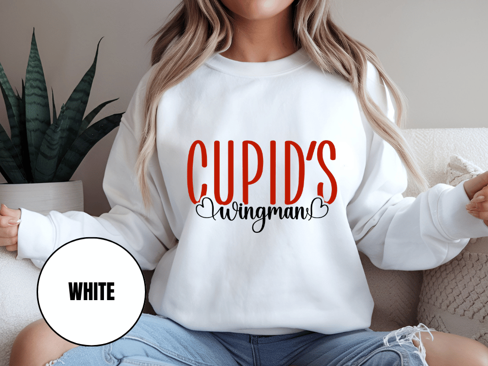 "Cupid's Wingman" Valentine's Day Sweatshirt, (Gildan 18000) VD017