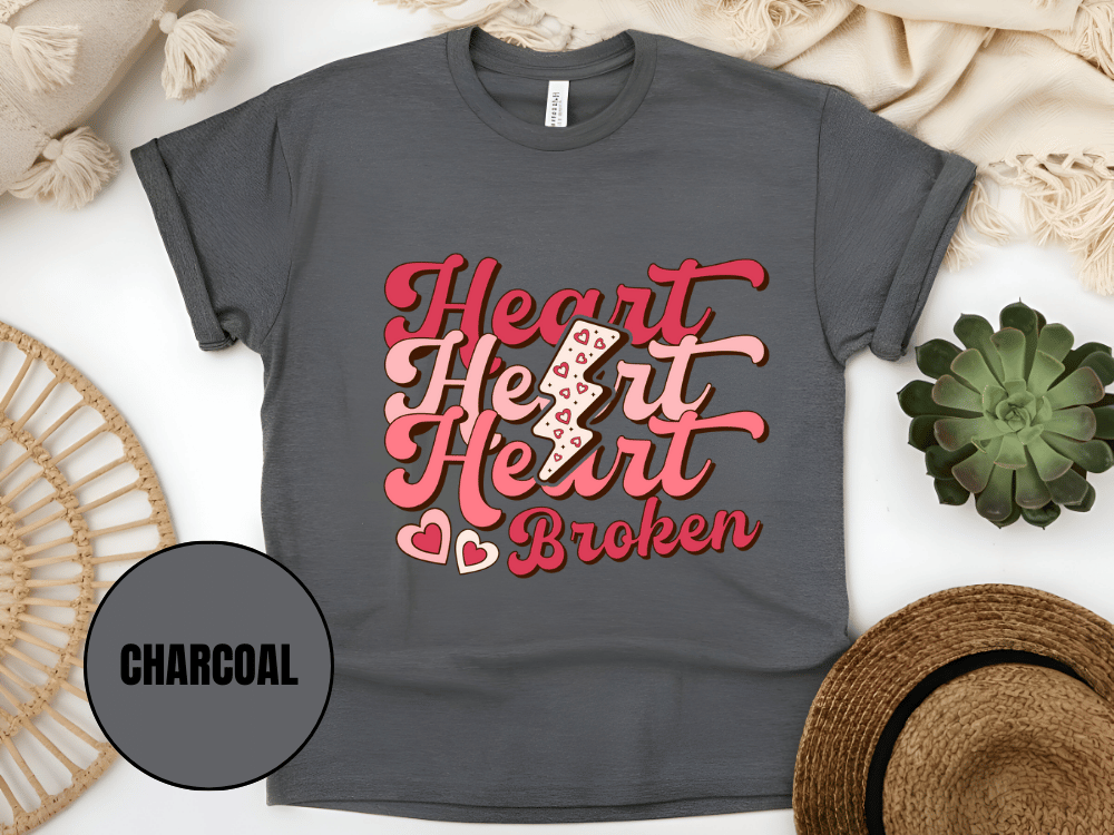 "Heart Heart Heart Broken, Valentine's Day" T-Shirt, (Gildan 5000) VD041