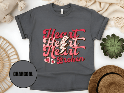 "Heart Heart Heart Broken, Valentine's Day" T-Shirt, (Gildan 5000) VD041