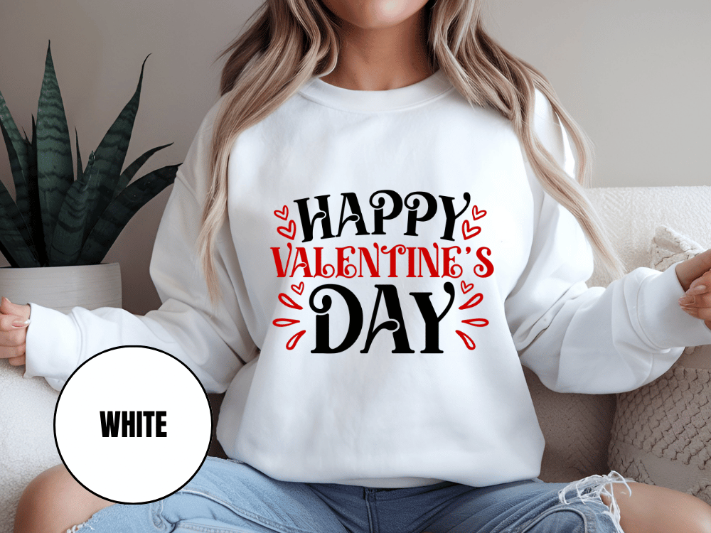 "Happy Valentine's Day" Valentine's Day Sweatshirt, (Gildan 18000) VD004