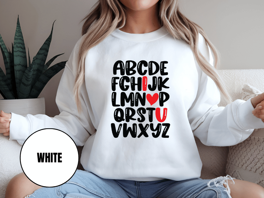 "Alphabet" Valentine's Day Sweatshirt, (Gildan 18000) VD011