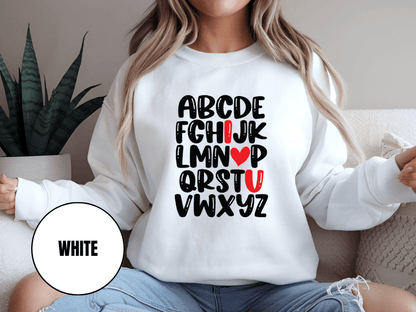 "Alphabet" Valentine's Day Sweatshirt, (Gildan 18000) VD011