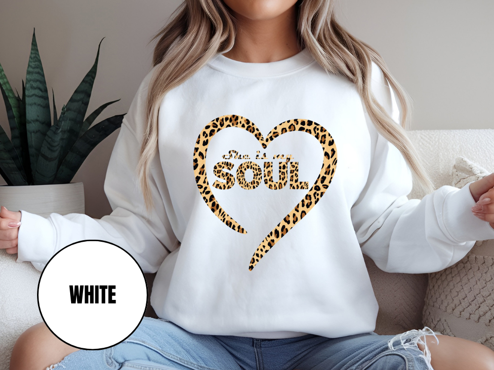 "She Is My Soul Leopard Design" Valentine's Day (Gildan 18000) VD079