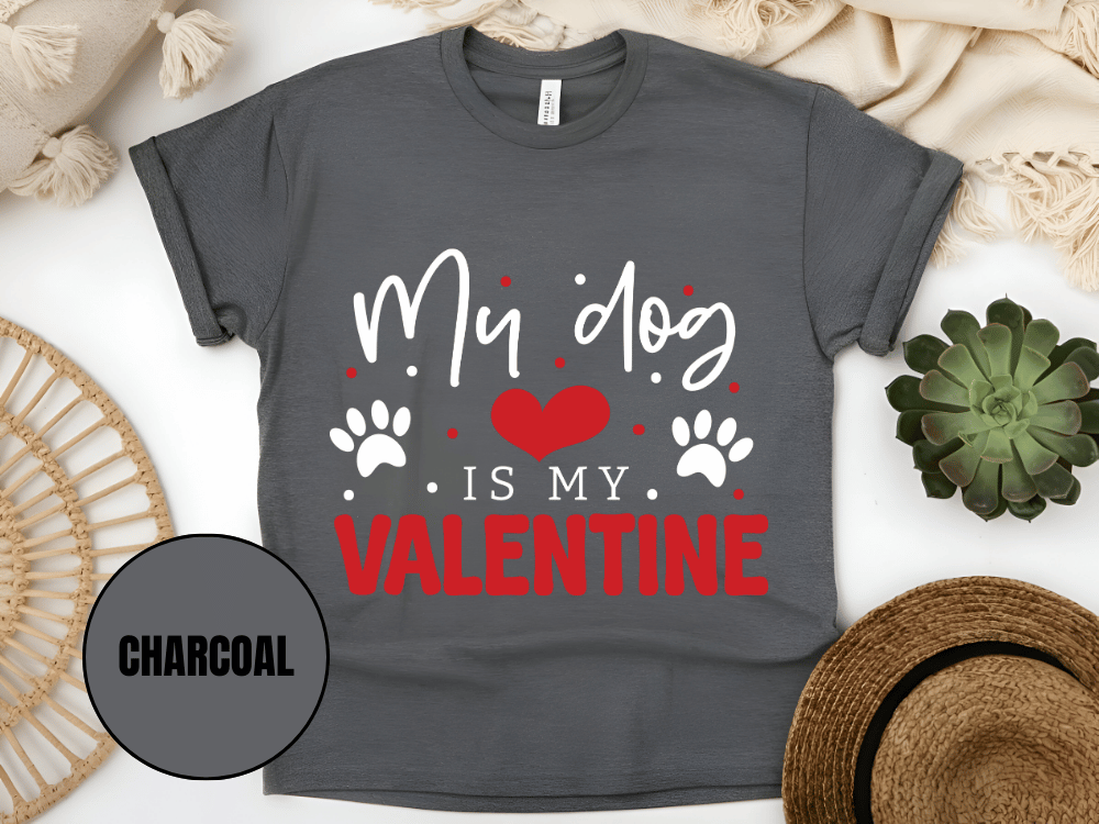 "My Dog is My Valentine, Valentine's Day" T-Shirt, (Gildan 5000) VD038