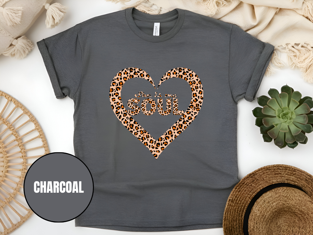 "She Is My Soul Leopard Design" T-Shirt, (Gildan 5000) VD071