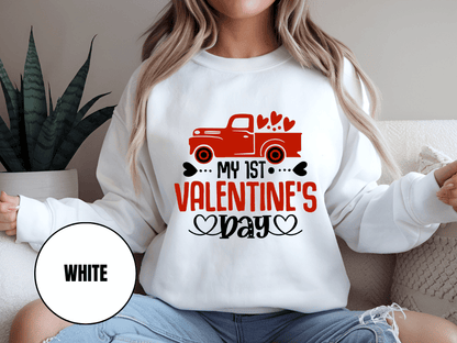 "My First Valentine's Day" Valentine's Day Sweatshirt, (Gildan 18000) VD024