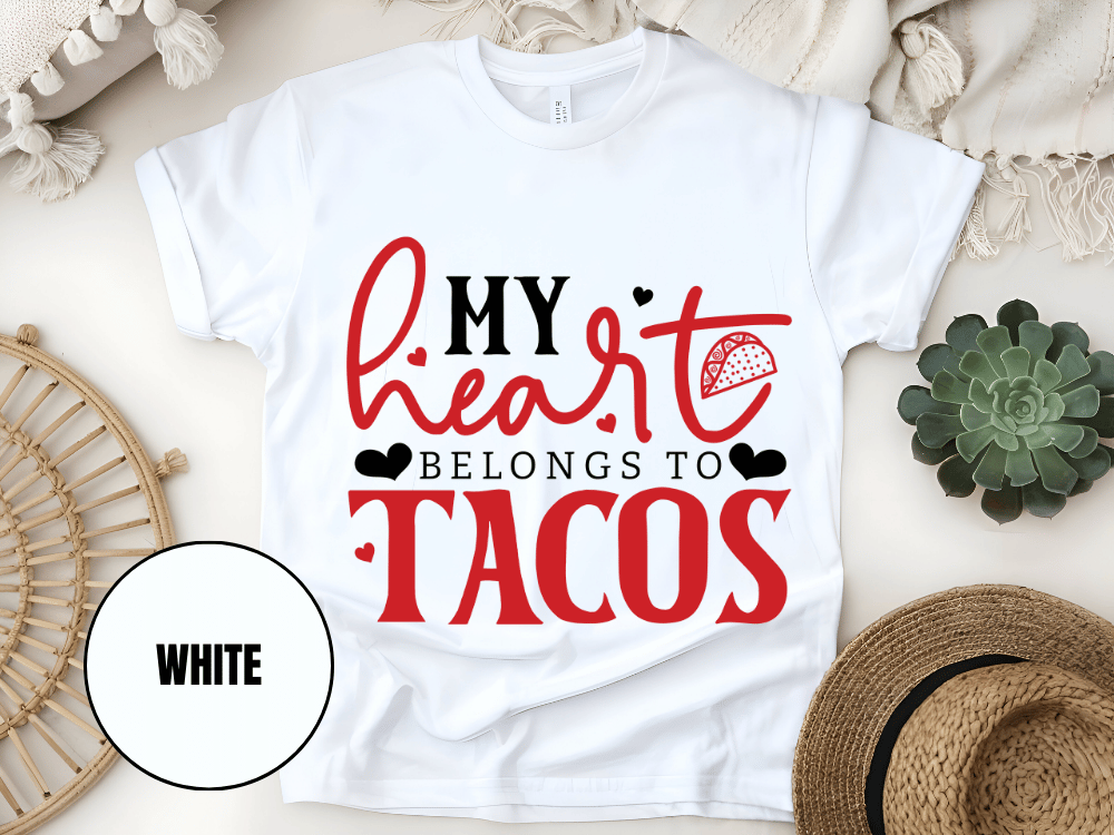"My Heart belongs to Tacos, Valentine's Day" T-Shirt, (Gildan 5000) VD033
