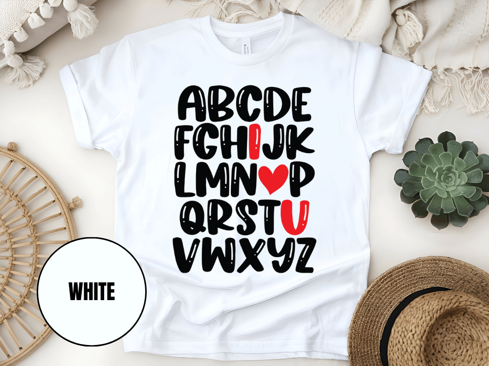 "Alphabet Valentine's day" T-Shirt, (Gildan 5000) VD011