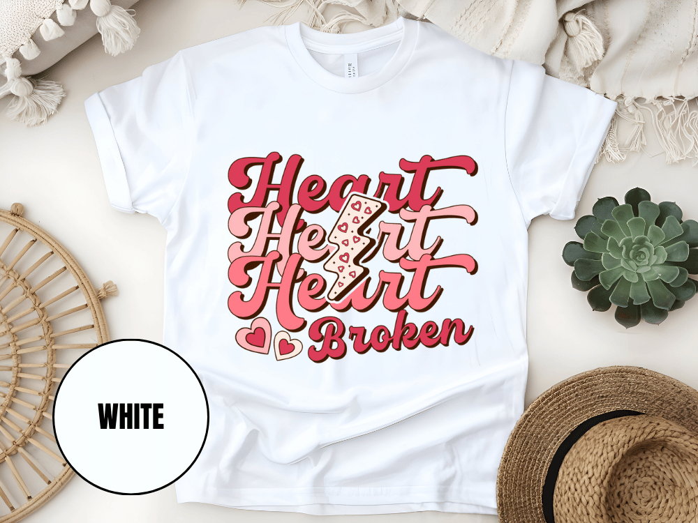 "Heart Heart Heart Broken, Valentine's Day" T-Shirt, (Gildan 5000) VD041