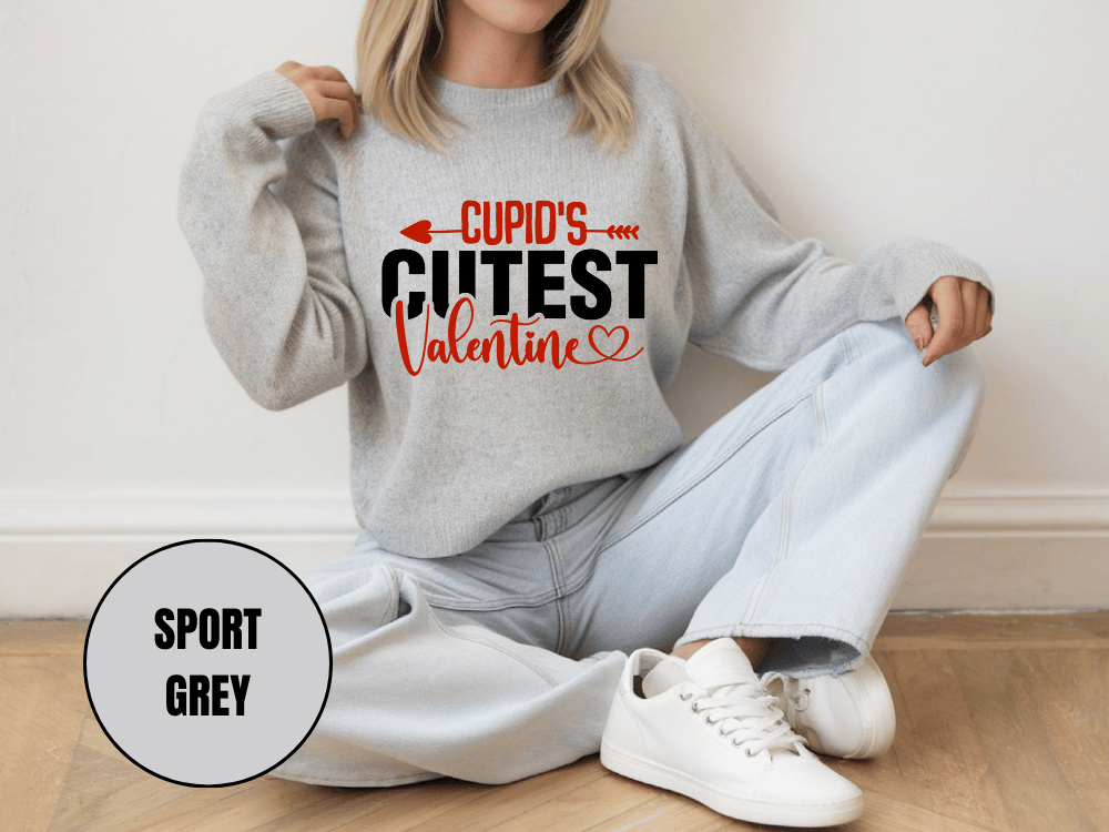 "Cupid's Cutest Valentine" Valentine's Day Sweatshirt, (Gildan 18000) VD018