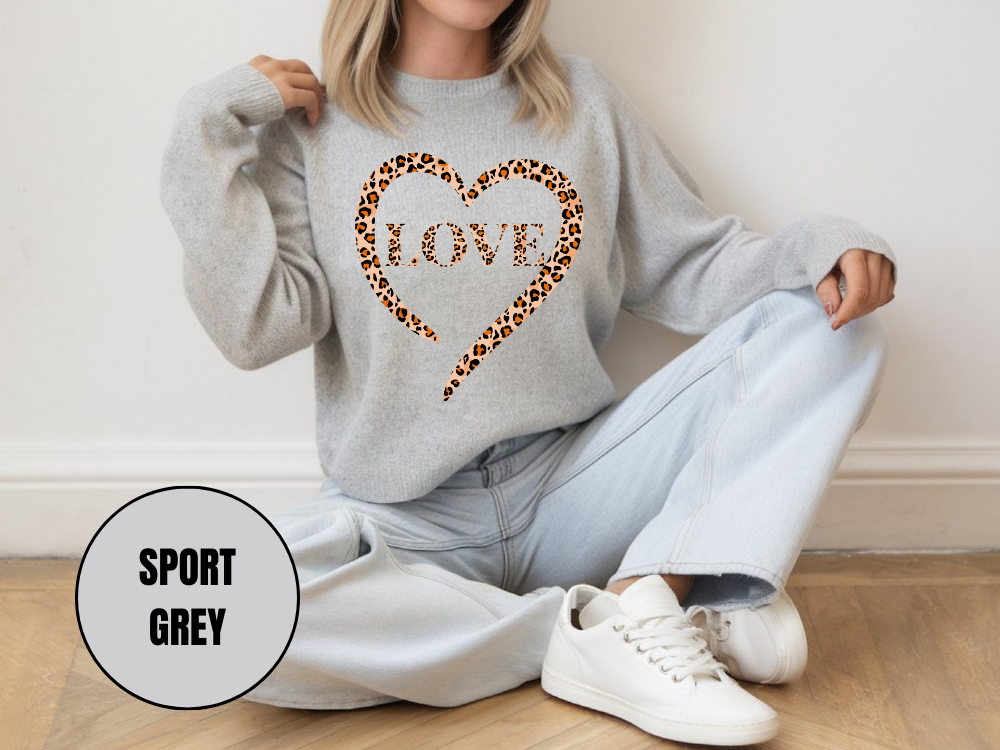 "Love Leopard Design" Valentine's Day (Gildan 18000) VD075