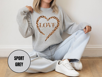 "Love Leopard Design" Valentine's Day (Gildan 18000) VD075