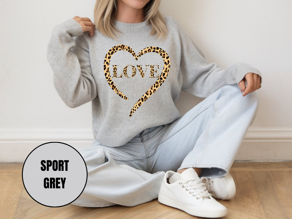 "Love Leopard Design" Valentine's Day (Gildan 18000) VD076