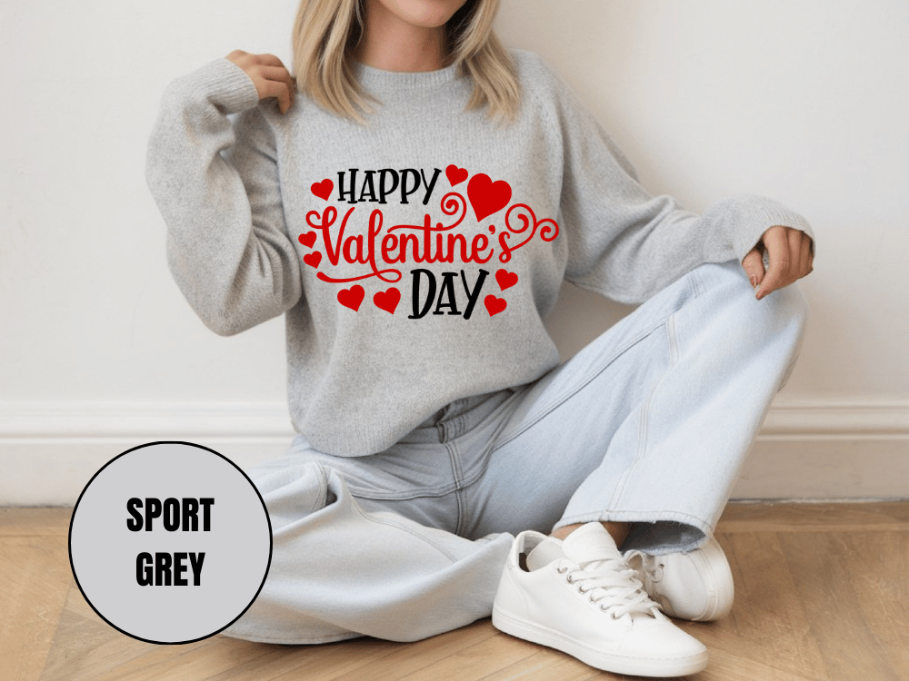"Happy Valentine's Day" Valentine's Day Sweatshirt, (Gildan 18000) VD007