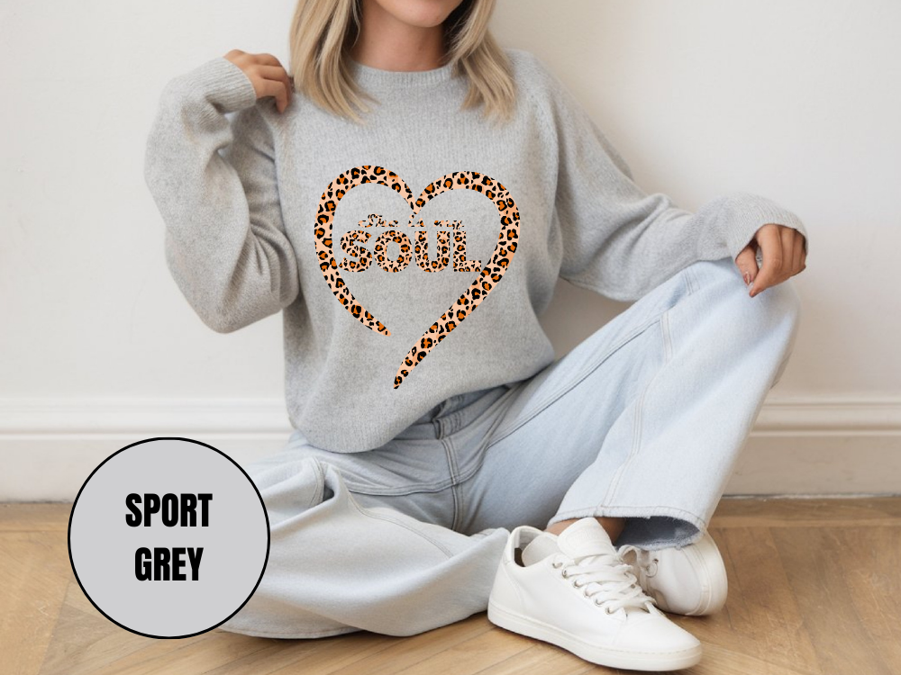 "She Is My Soul Leopard Design" Valentine's Day (Gildan 18000) VD080