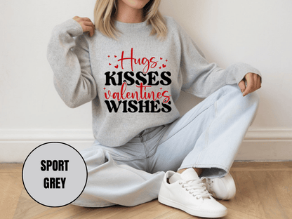 "Hug Kisses And Valentine's Wishes" Valentine's Day (Gildan 18000) VD060