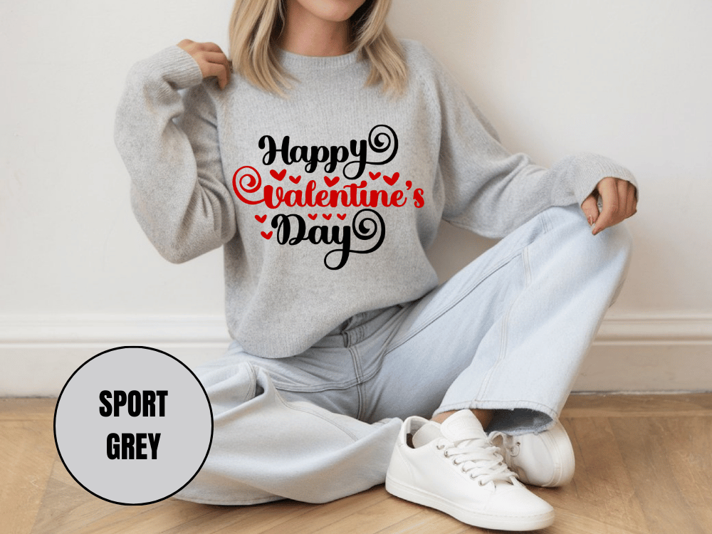 "Happy Valentine's Day" Valentine's Day Sweatshirt, (Gildan 18000) VD008