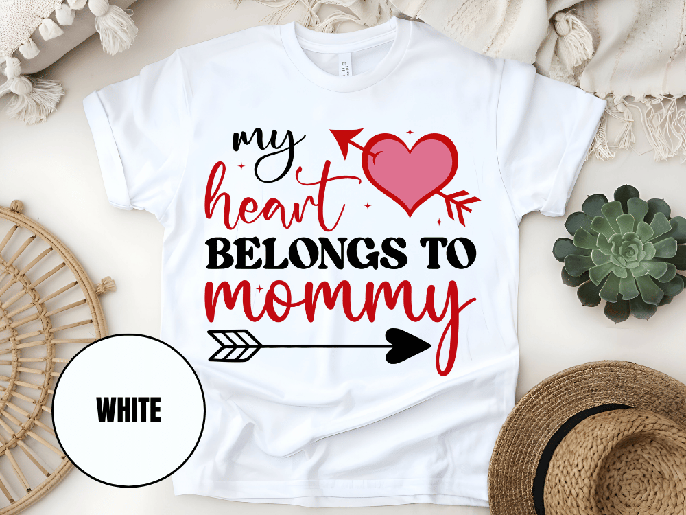 "My Heart Belongs To Mommy, Valentine's Day" T-Shirt, (Gildan 5000) VD054