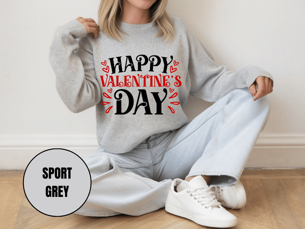 "Happy Valentine's Day" Valentine's Day Sweatshirt, (Gildan 18000) VD004