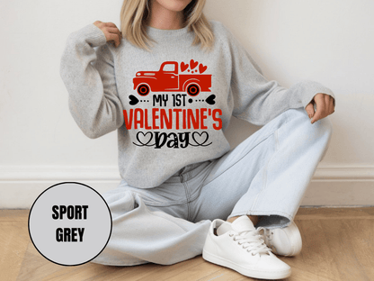 "My First Valentine's Day" Valentine's Day Sweatshirt, (Gildan 18000) VD024