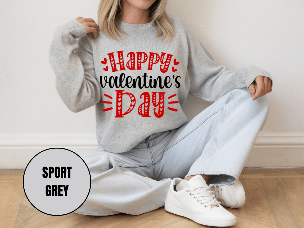"Happy Valentine's Day" Valentine's Day Sweatshirt, (Gildan 18000) VD001