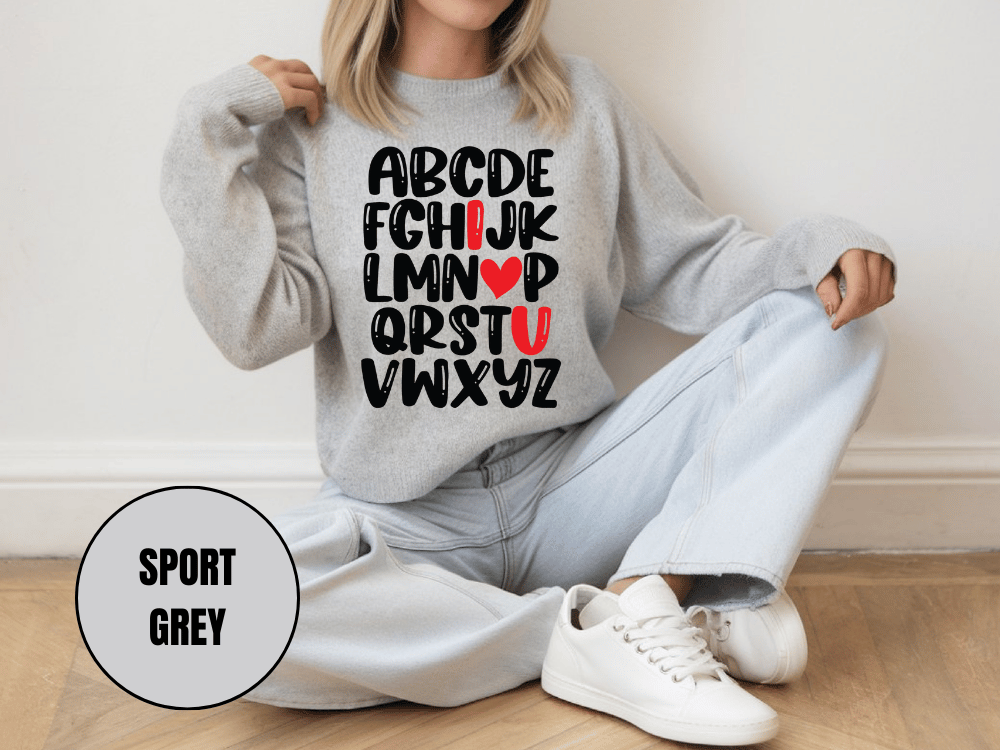 "Alphabet" Valentine's Day Sweatshirt, (Gildan 18000) VD011