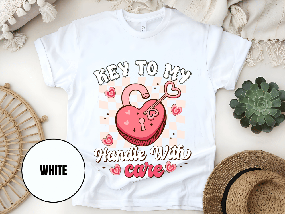 "Key to My Handle with Care , Valentine's Day" T-Shirt, (Gildan 5000) VD045