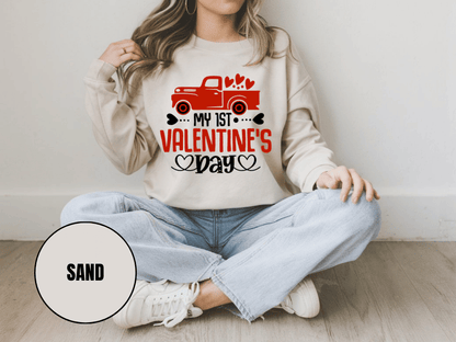 "My First Valentine's Day" Valentine's Day Sweatshirt, (Gildan 18000) VD024
