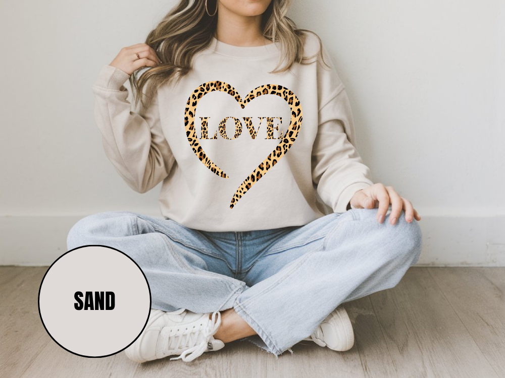 "Love Leopard Design" Valentine's Day (Gildan 18000) VD076